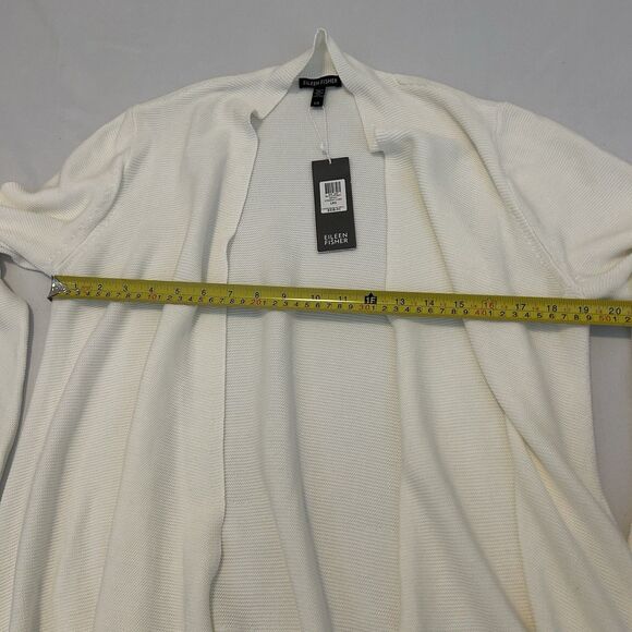 Eileen Fisher Long Cardigan Tencel White Knit NWT - Large - Picture 9 of 11